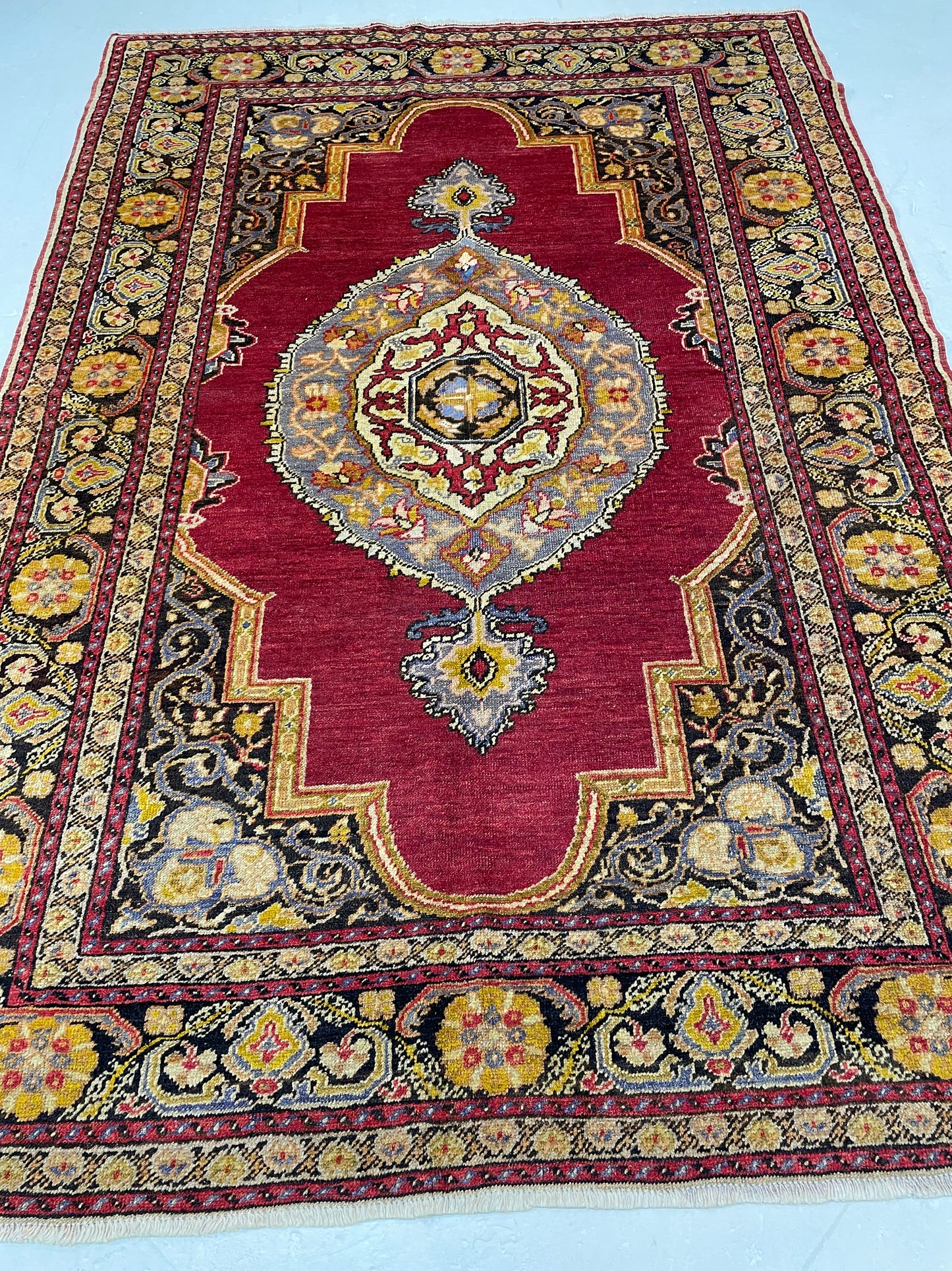 Hand-Knotted Wool Rug Turkish Oushak 4'3" x 6'2"