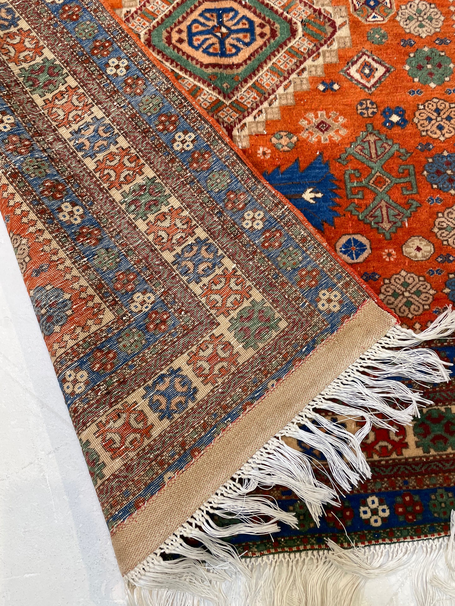 Hand-Knotted Wool Rug Turkish Oushak 4'4" x 5'5"