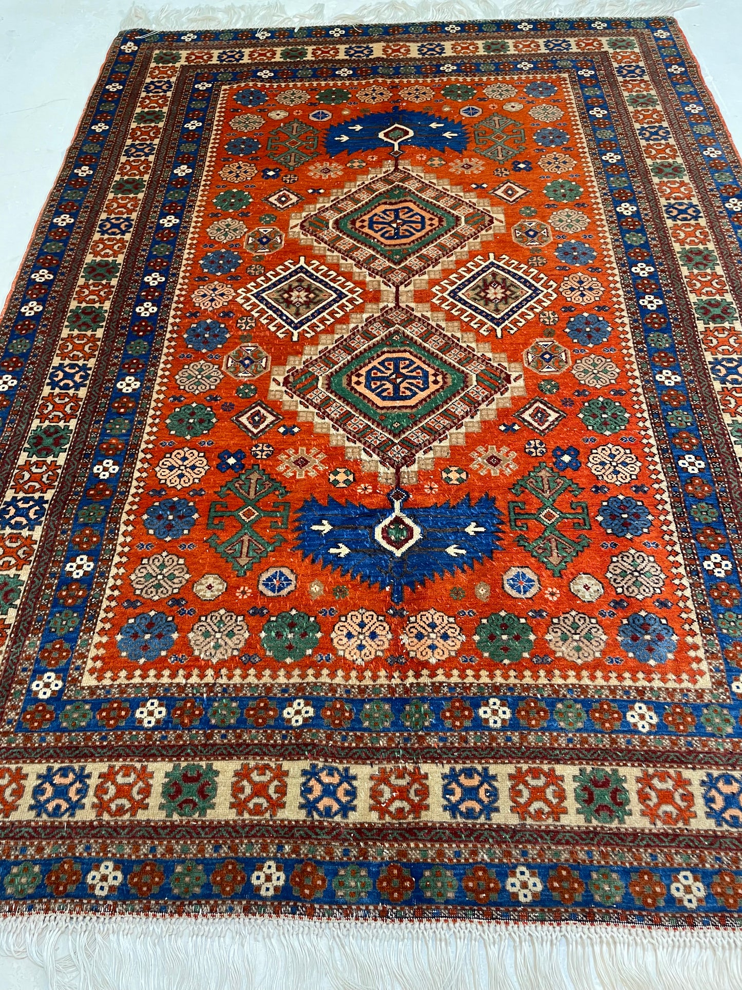 Hand-Knotted Wool Rug Turkish Oushak 4'4" x 5'5"