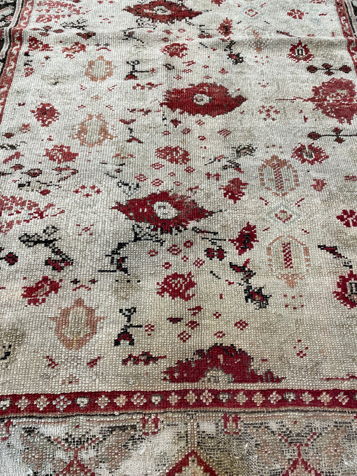 Hand-Knotted Wool Rug Turkish Oushak 4' x 6'