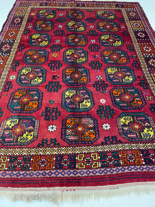 Hand-Knotted Wool Rug Turkish Oushak 5' x 6'7"