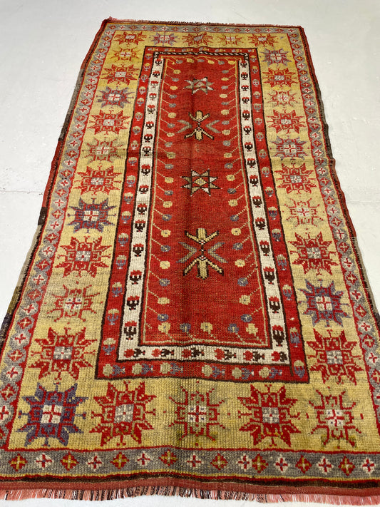 Hand-Knotted Wool Runner Turkish Oushak 3'3" x 6'11"