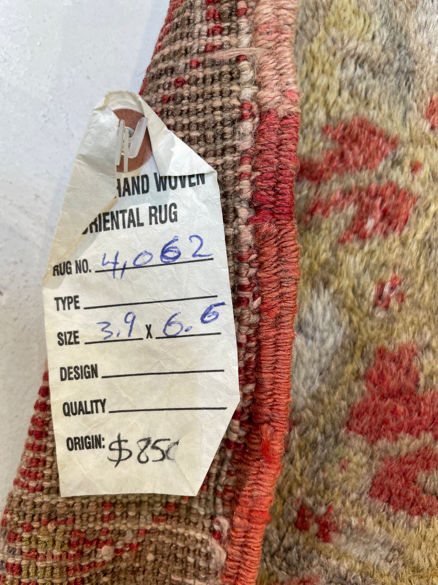 Hand-Knotted Wool Rug Turkish Oushak 3'9" x 6'6"