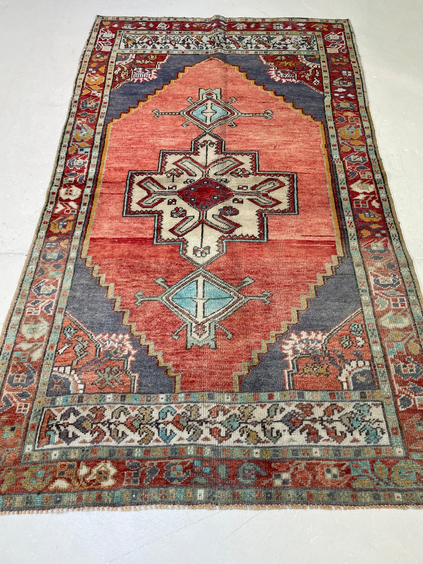 Hand-Knotted Wool Rug Turkish Oushak 3'8" x 5'11"