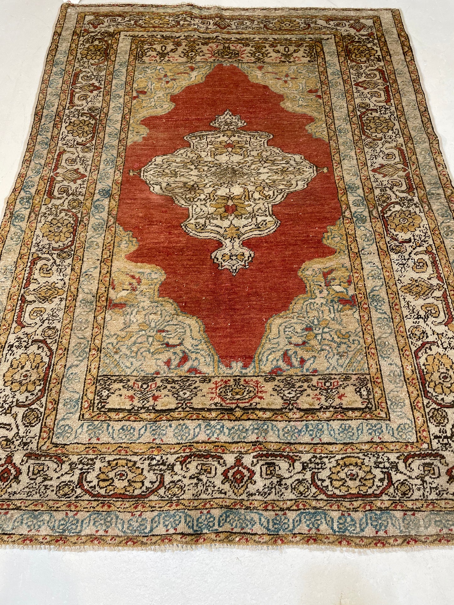 Hand-Knotted Wool Rug Turkish Oushak 3'9" x 5'2"