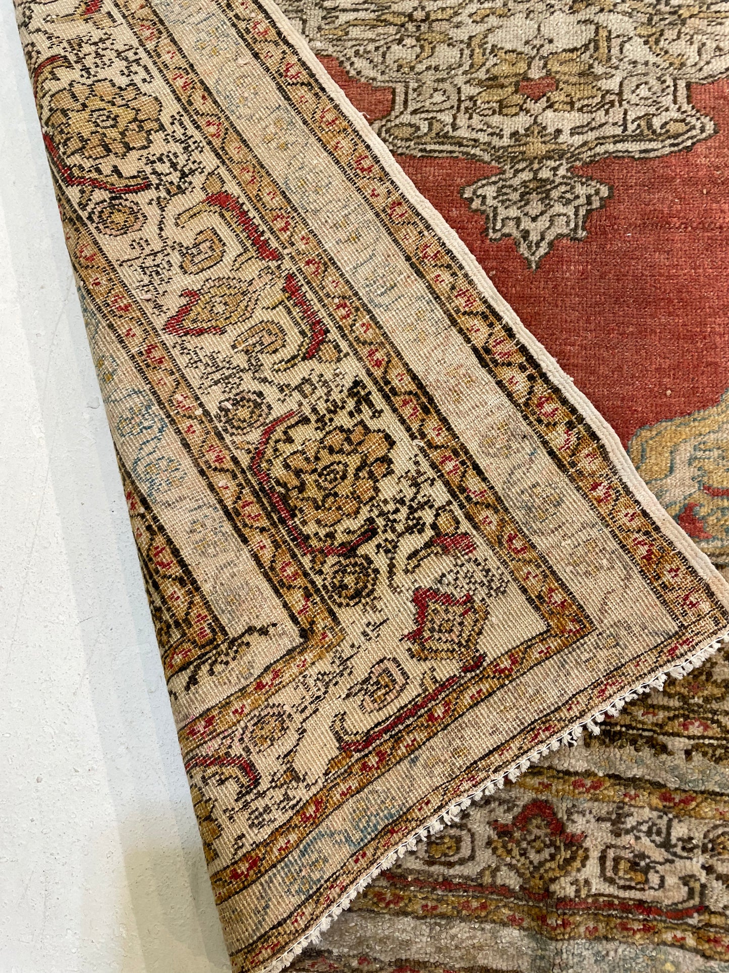 Hand-Knotted Wool Rug Turkish Oushak 3'9" x 5'2"