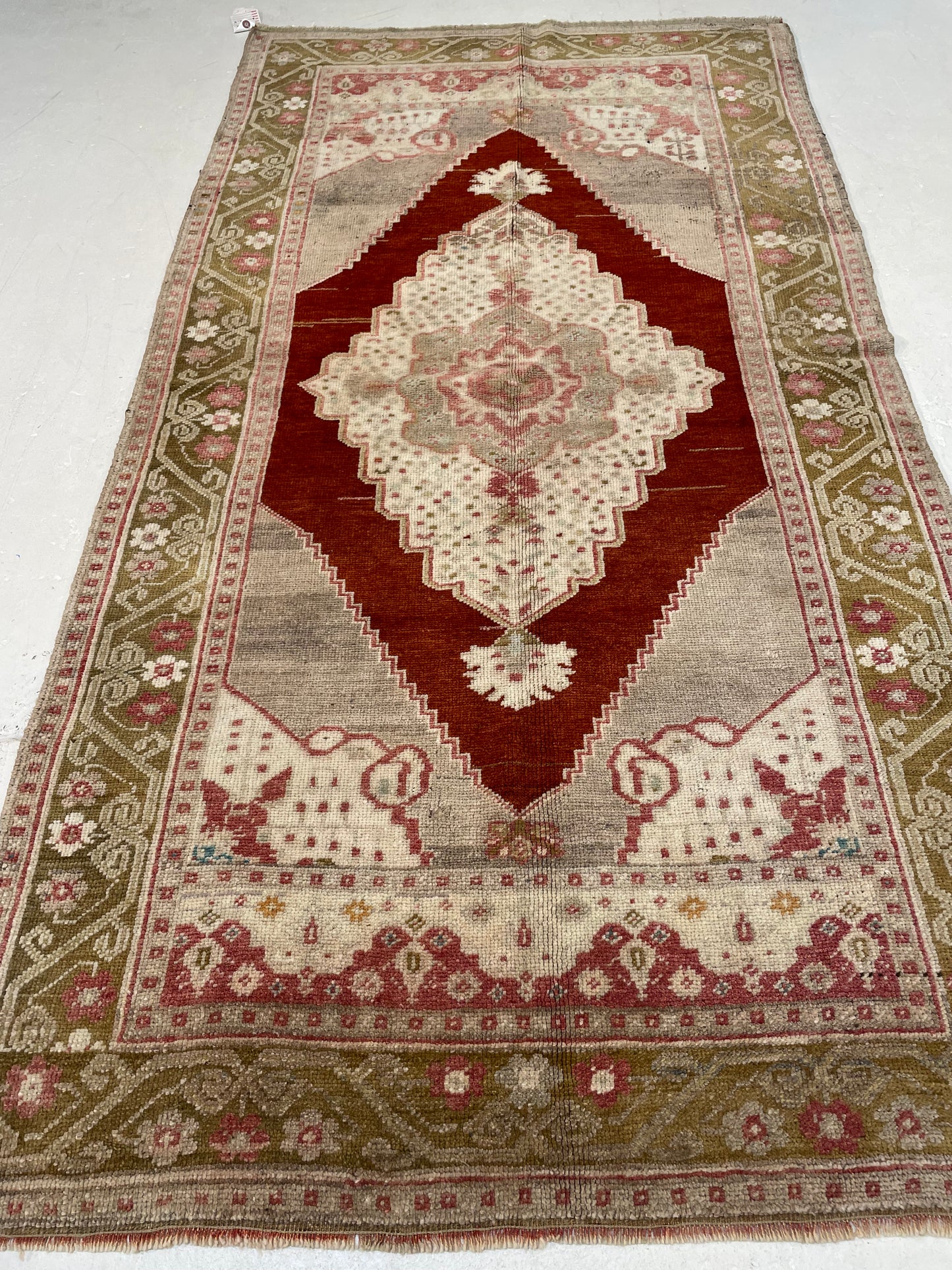 Hand-Knotted Wool Runner Turkish Oushak 3'4" x 6'2"