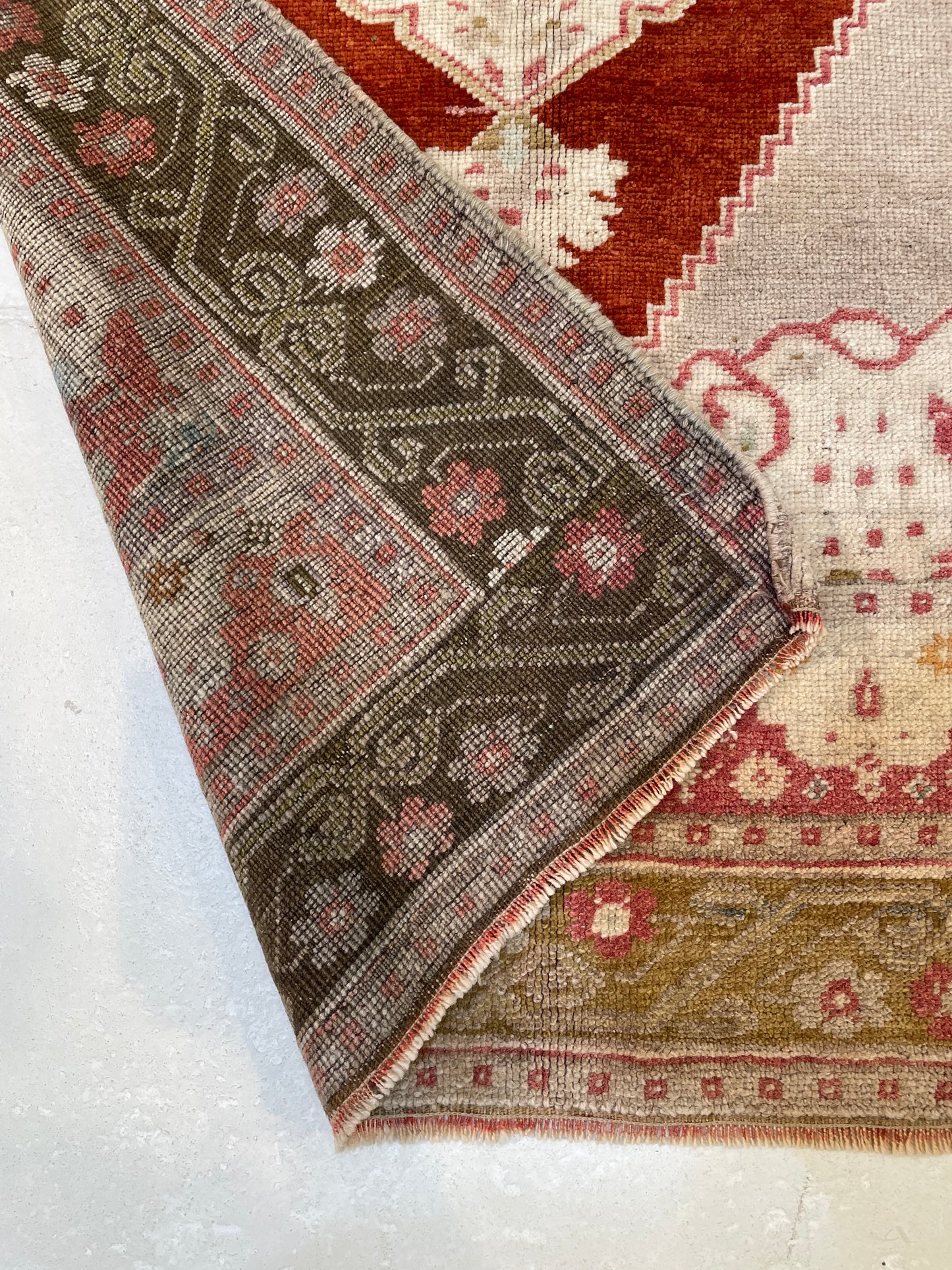 Hand-Knotted Wool Runner Turkish Oushak 3'4" x 6'2"