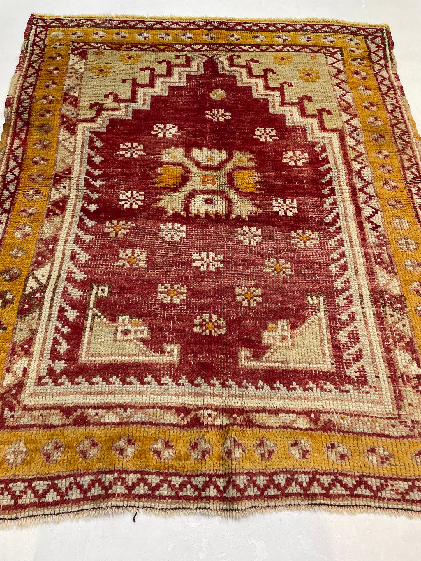 Hand-Knotted Wool Rug Turkish Oushak 4'3" x 5'3"