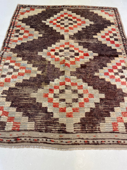 Hand-Knotted Wool Rug Turkish Oushak 4' x 5'1"