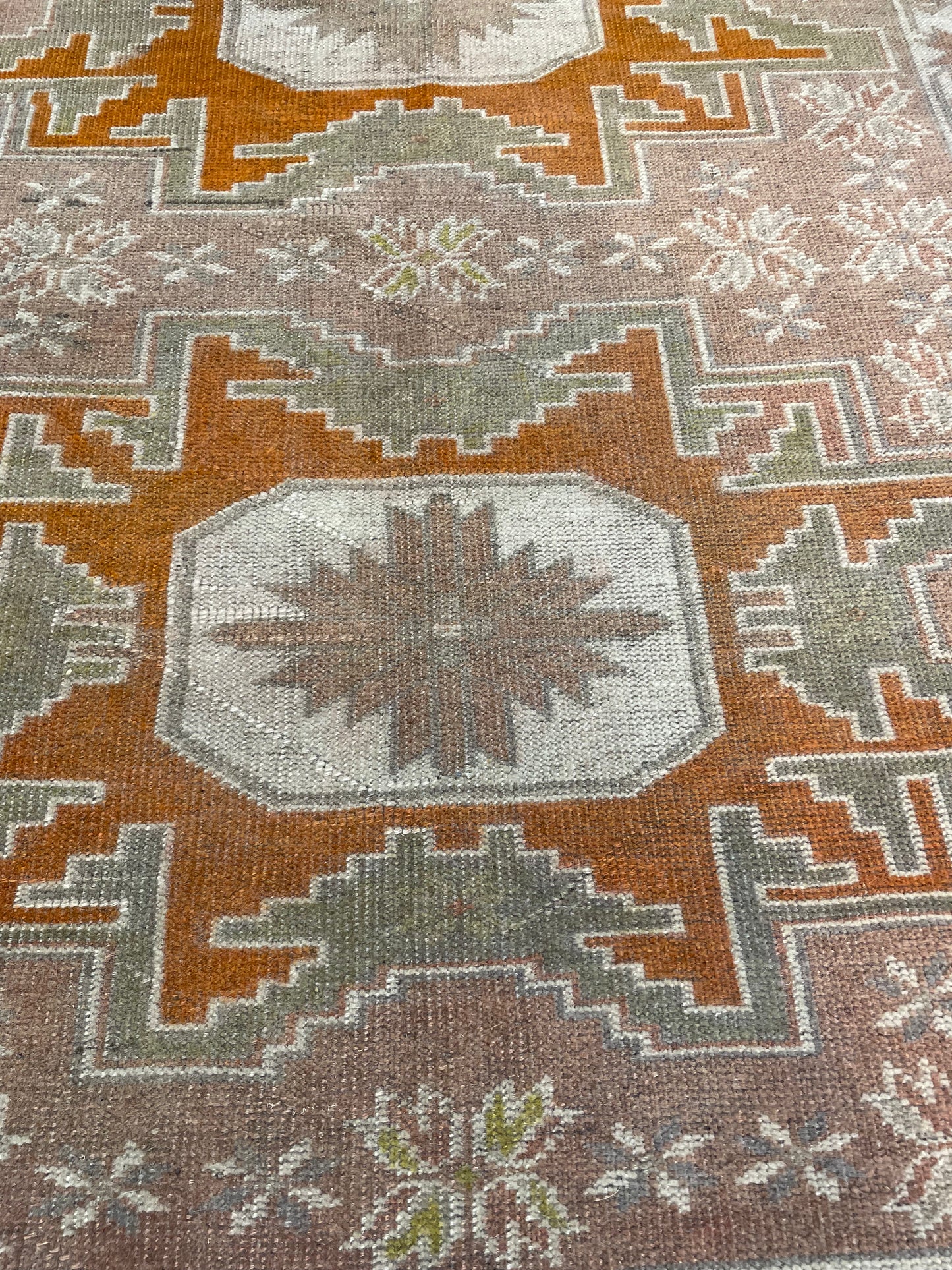 Hand-Knotted Wool Runner Turkish Oushak 3'3" x 6'8"