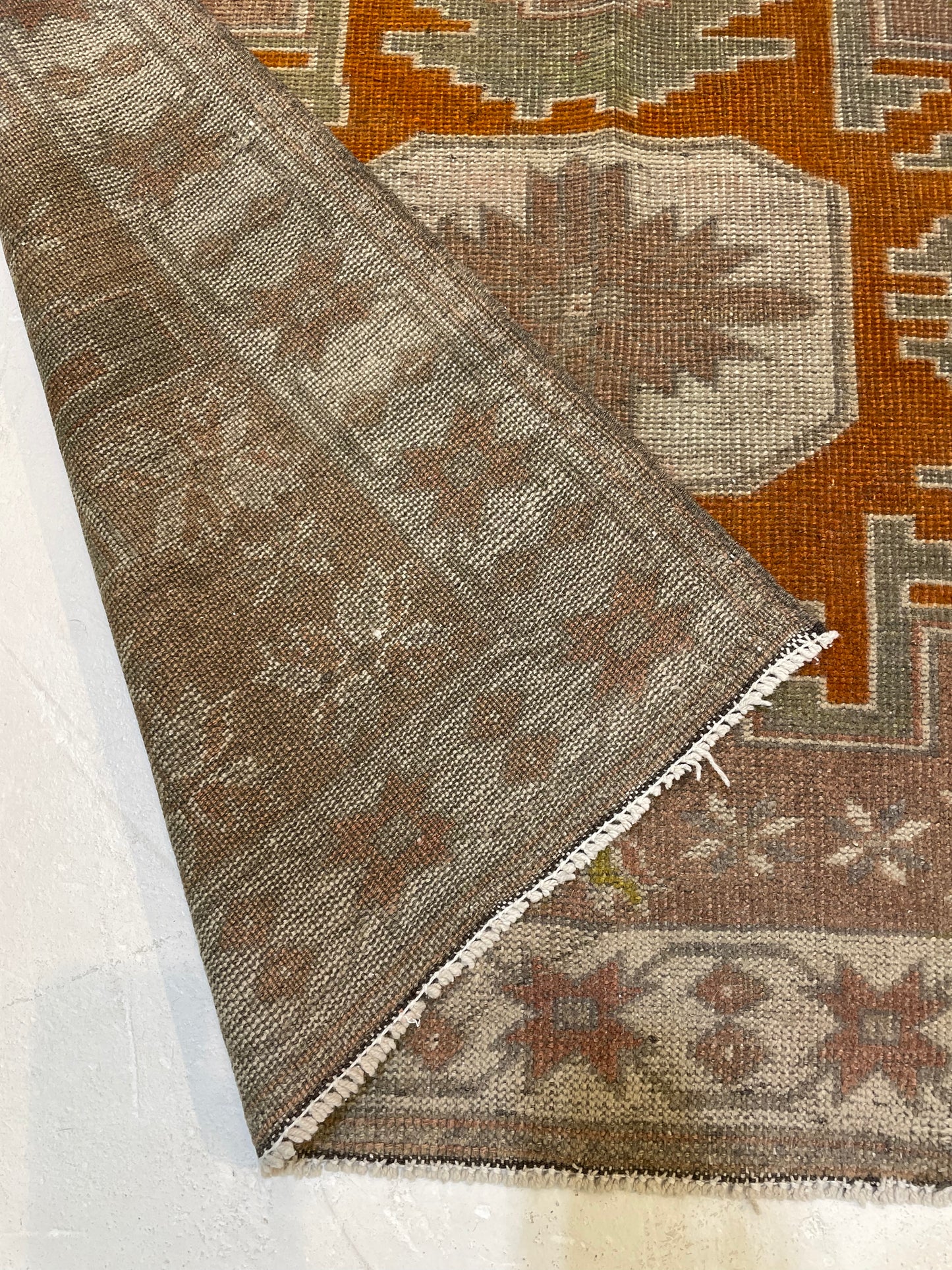 Hand-Knotted Wool Runner Turkish Oushak 3'3" x 6'8"