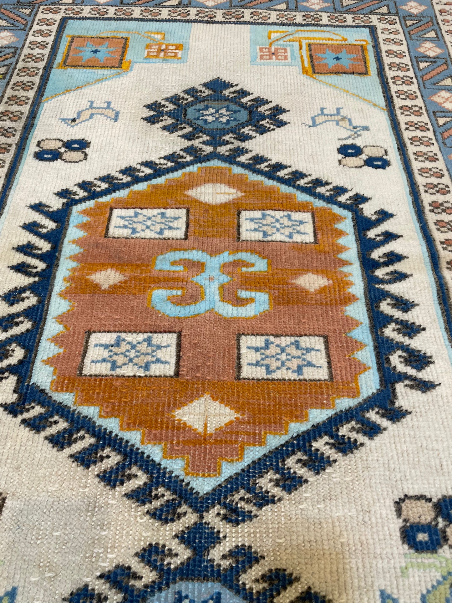 Hand-Knotted Wool Rug Turkish Oushak 2'10" x 4'4"