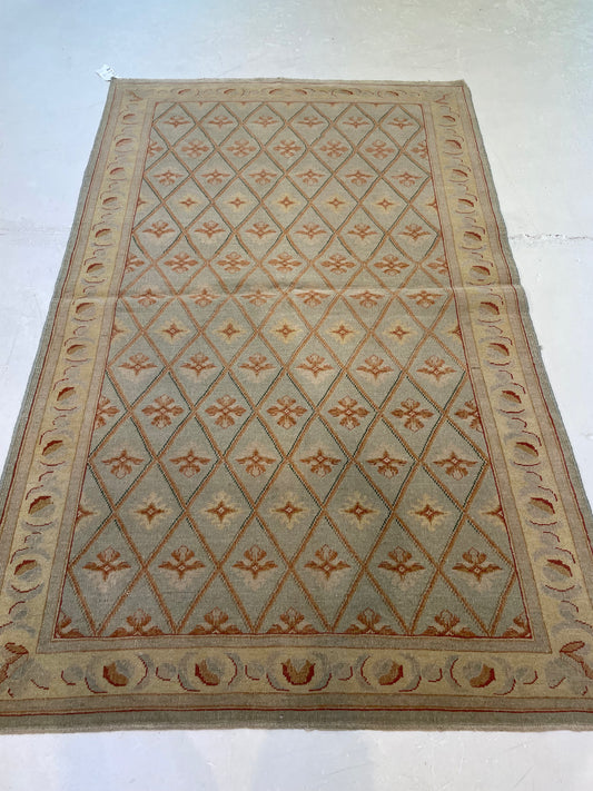 Hand-Knotted Wool Rug Turkish Oushak 4'4" x 7'