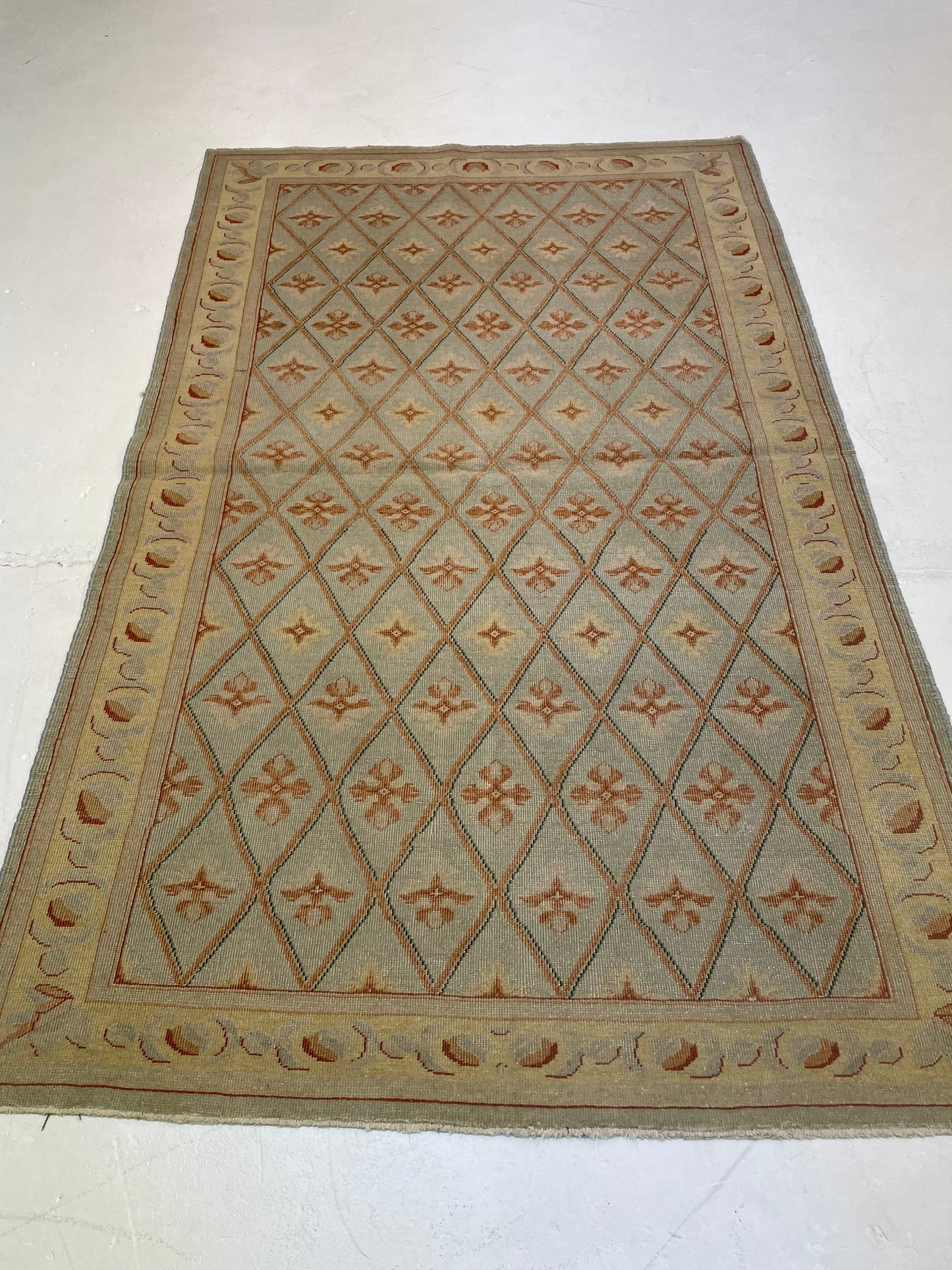 Hand-Knotted Wool Rug Turkish Oushak 4'4" x 7'