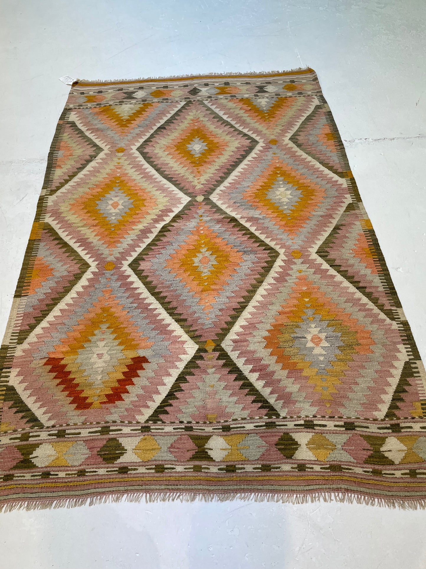 Hand-Knotted Wool Rug Turkish Oushak 4' x 6'3"