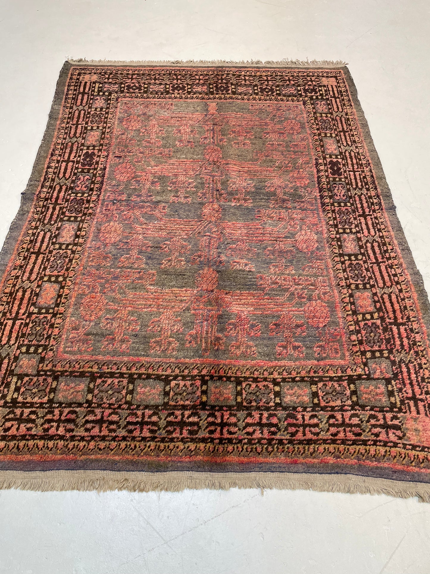 Hand-Knotted Wool Rug Khotan 4'9" x 6'7"