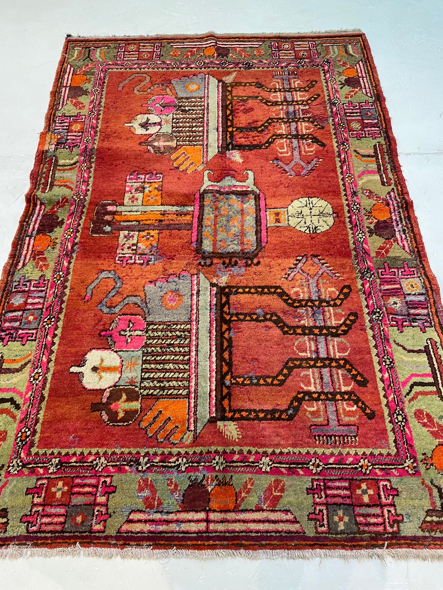 Hand-Knotted Wool Rug Turkish Oushak 4'10" x 7'7"