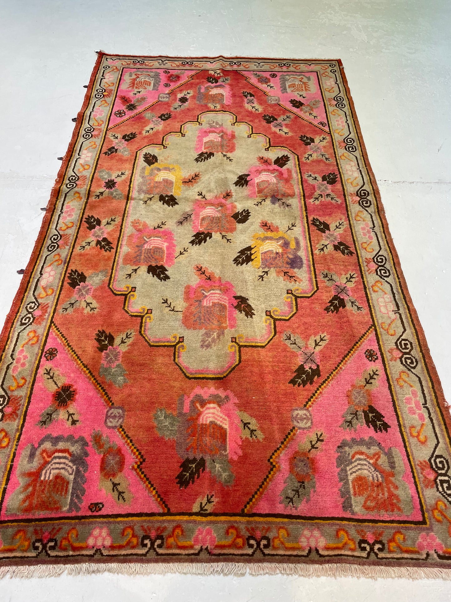 Hand-Knotted Wool Gallery Size Khotan 4"6" x 8'5"