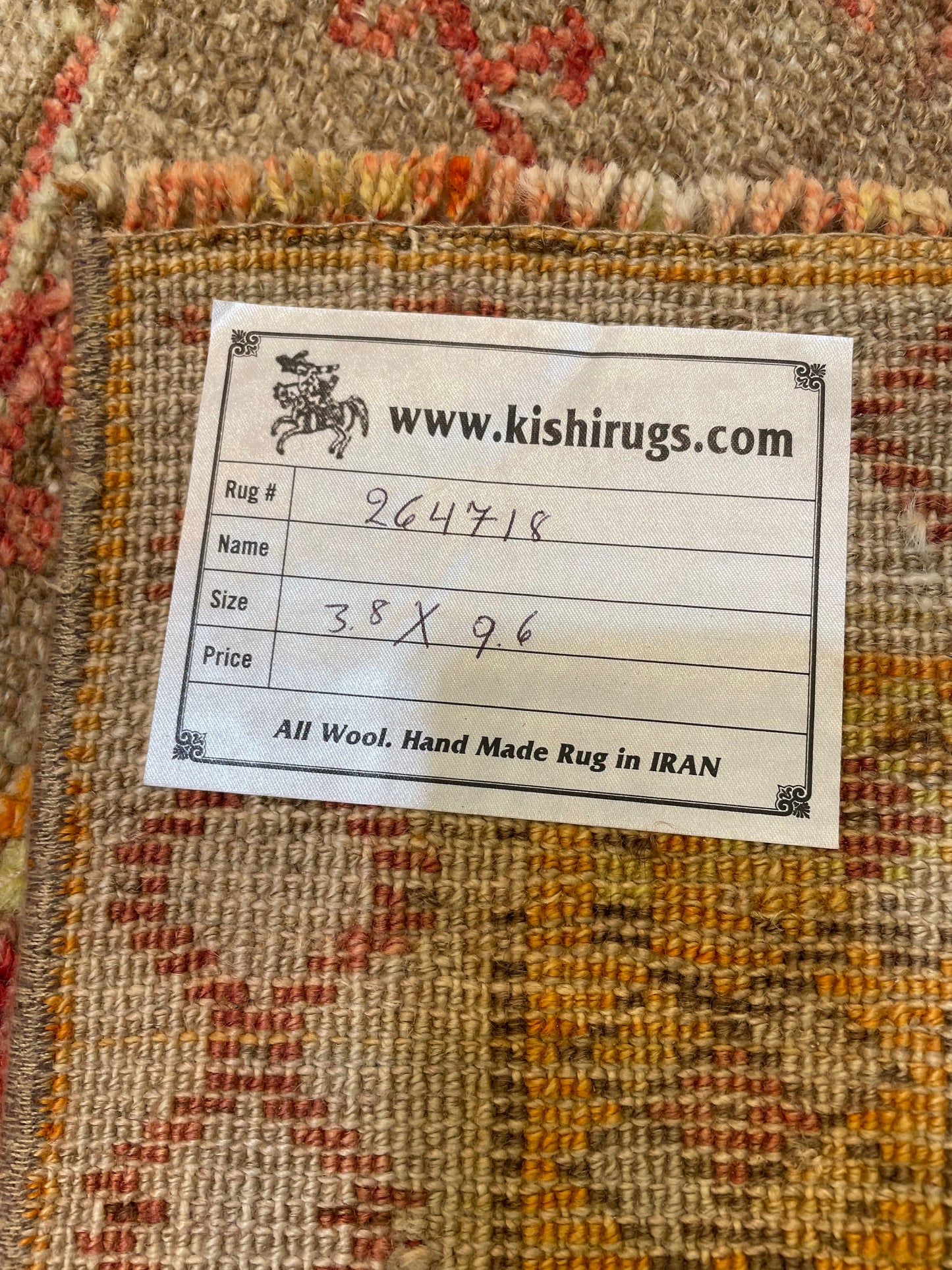 Hand-Knotted Wool Gallery Size Turkish Oushak 3'8" x 9'6"