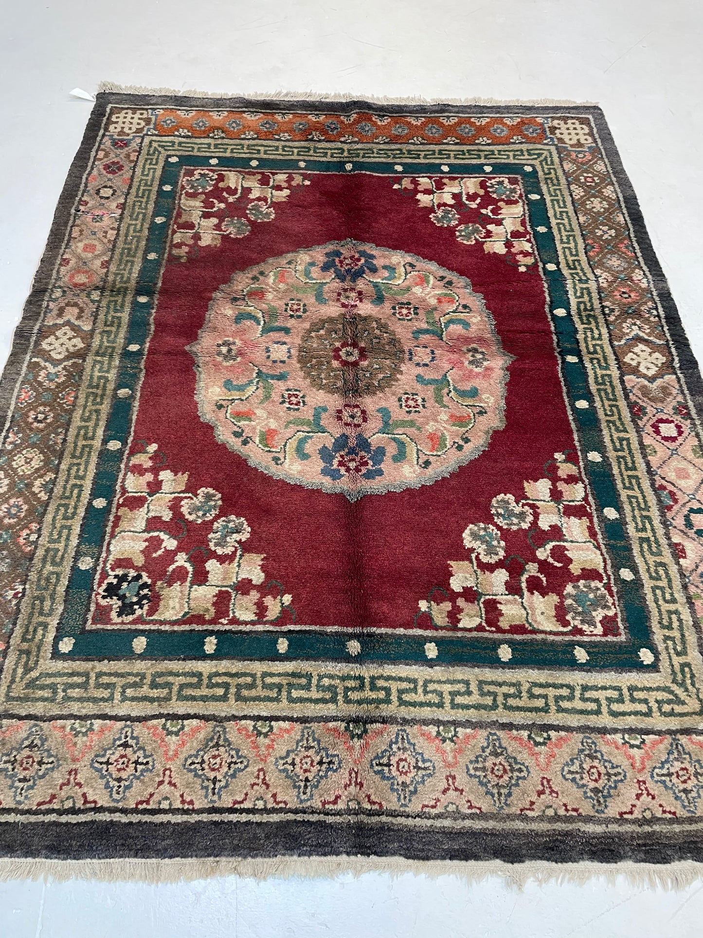 Hand-Knotted Wool Rug Mongolian 4'10" x 6'3"