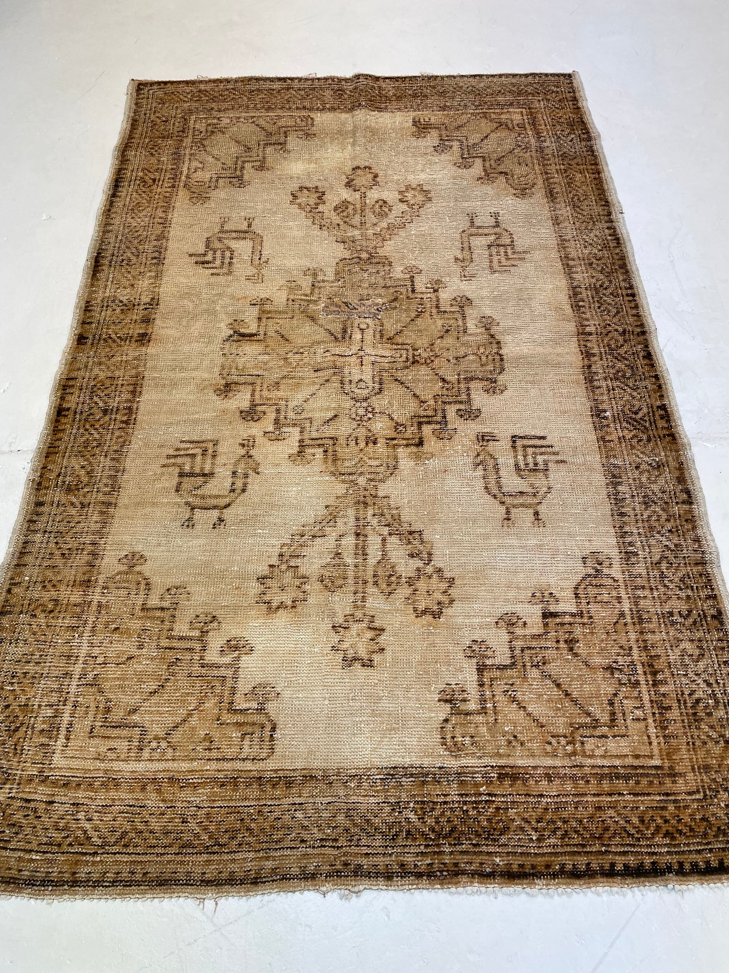 Hand-Knotted Wool Rug Turkish Oushak 4' x 6'7"