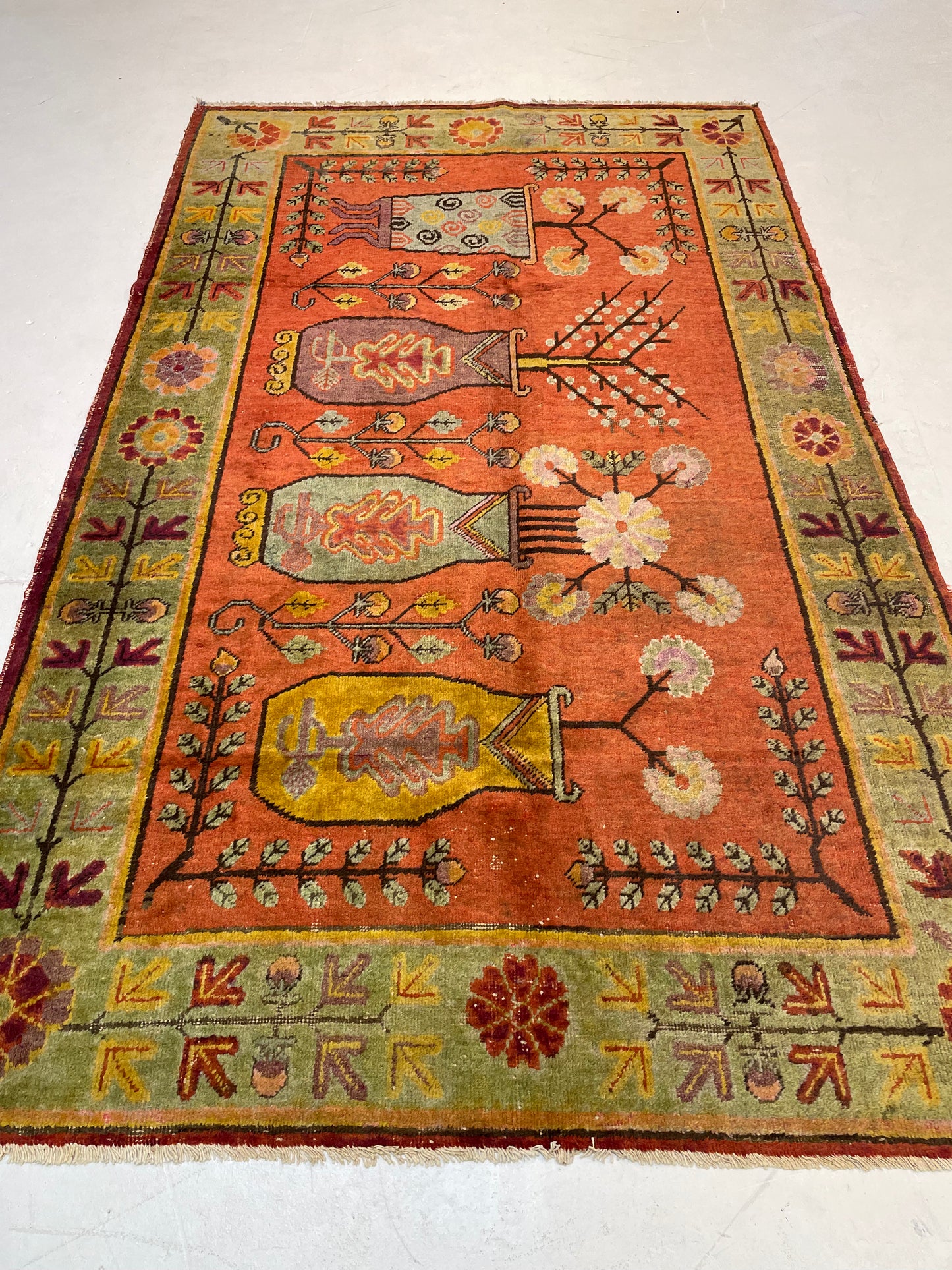 Hand-Knotted Wool Rug Khotan 5'7" x 8'8"