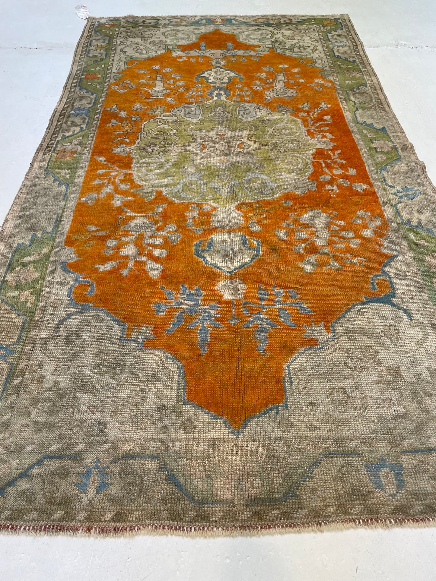 Hand-Knotted Wool Rug Turkish Oushak 2'10" x 3'8"