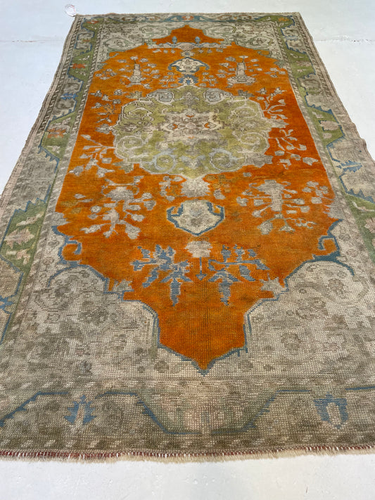 Hand-Knotted Wool Rug Turkish Oushak 2'10" x 3'8"