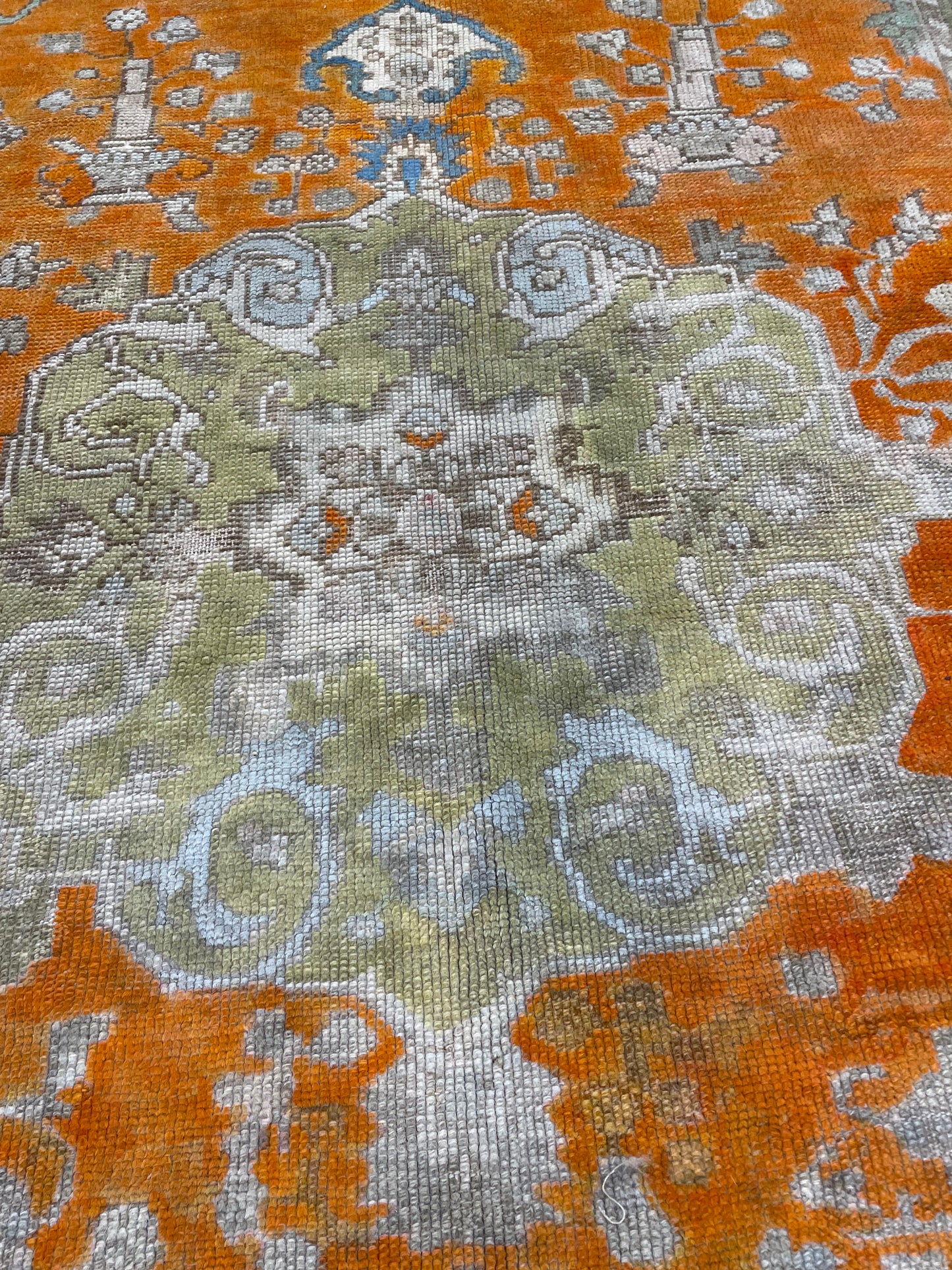 Hand-Knotted Wool Rug Turkish Oushak 3'11" x 7'1"