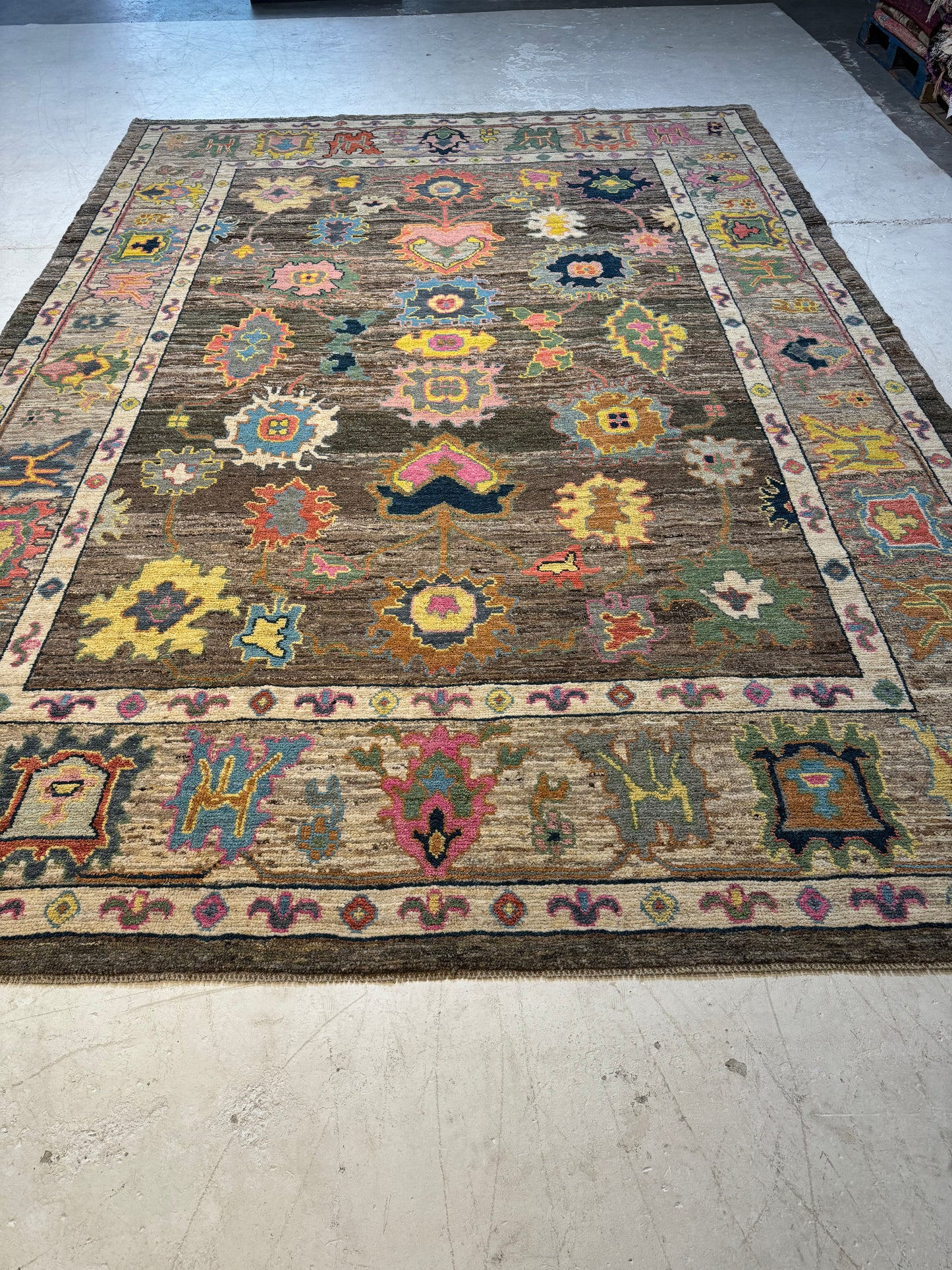Hand-Knotted Wool Area Rug Tukish Oushak 10'2" x 14'3"