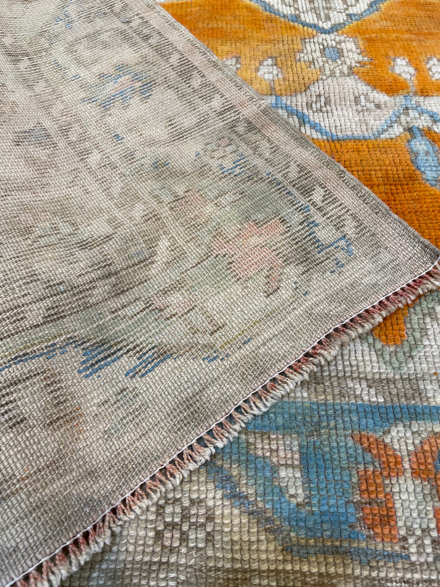Hand-Knotted Wool Rug Turkish Oushak 3'11" x 7'1"