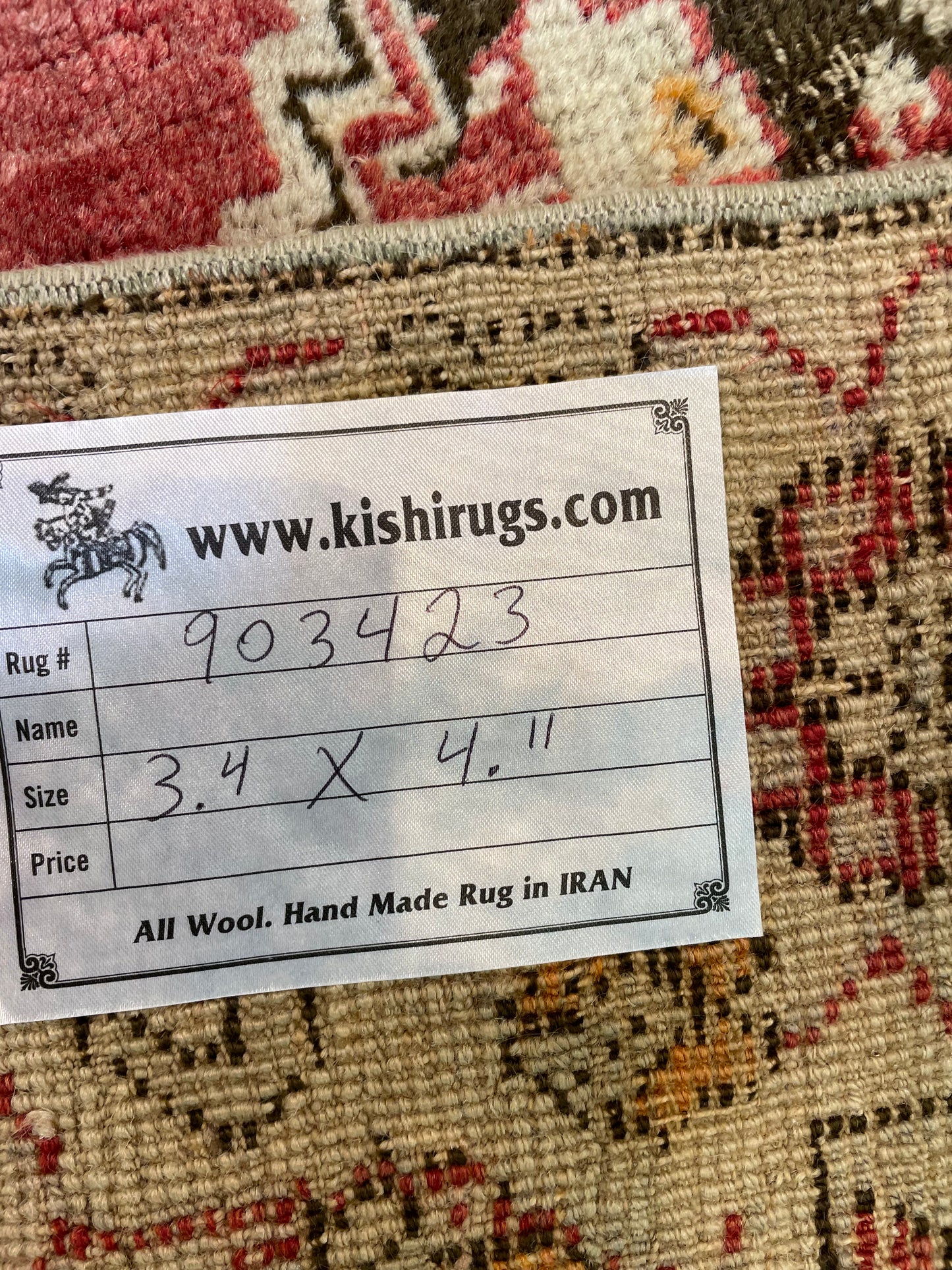 Hand-Knotted Wool Rug Turkish Oushak 3'4" x 4'11"