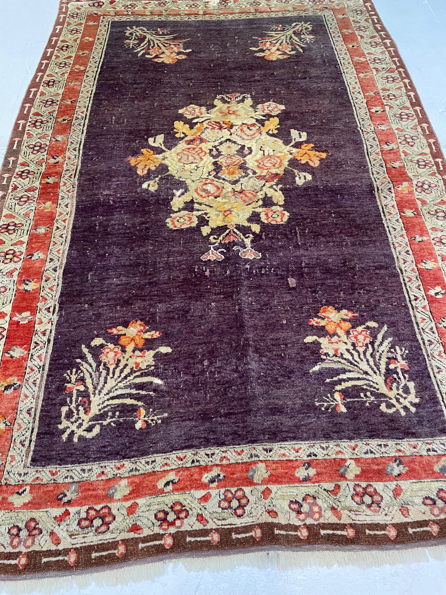 Hand-Knotted Wool Rug Turkish Oushak 3'4" x 5'2"