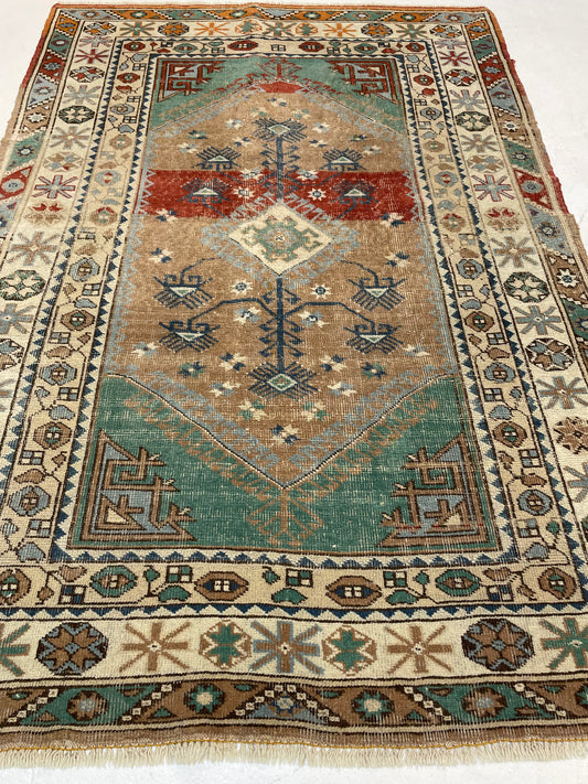Hand-Knotted Wool Rug Turkish Oushak 3'10" x 5'8"