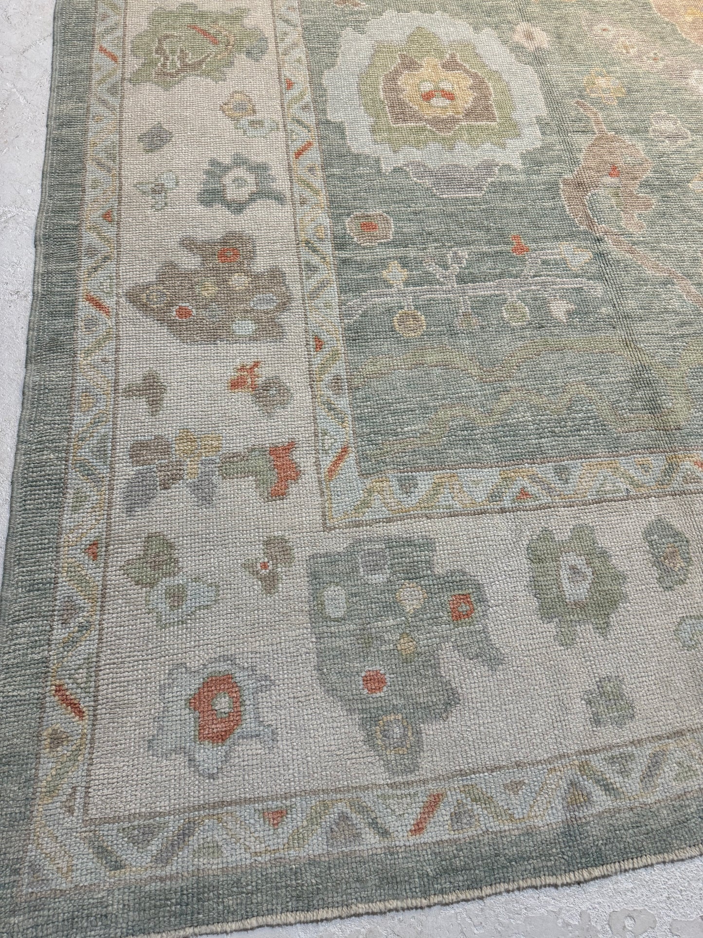 Hand-Knotted Wool Area Rug Turkish Oushak 10'4" x 14'7"
