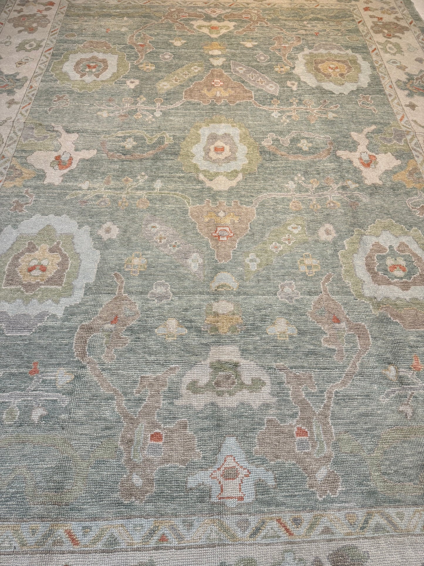 Hand-Knotted Wool Area Rug Turkish Oushak 10'4" x 14'7"