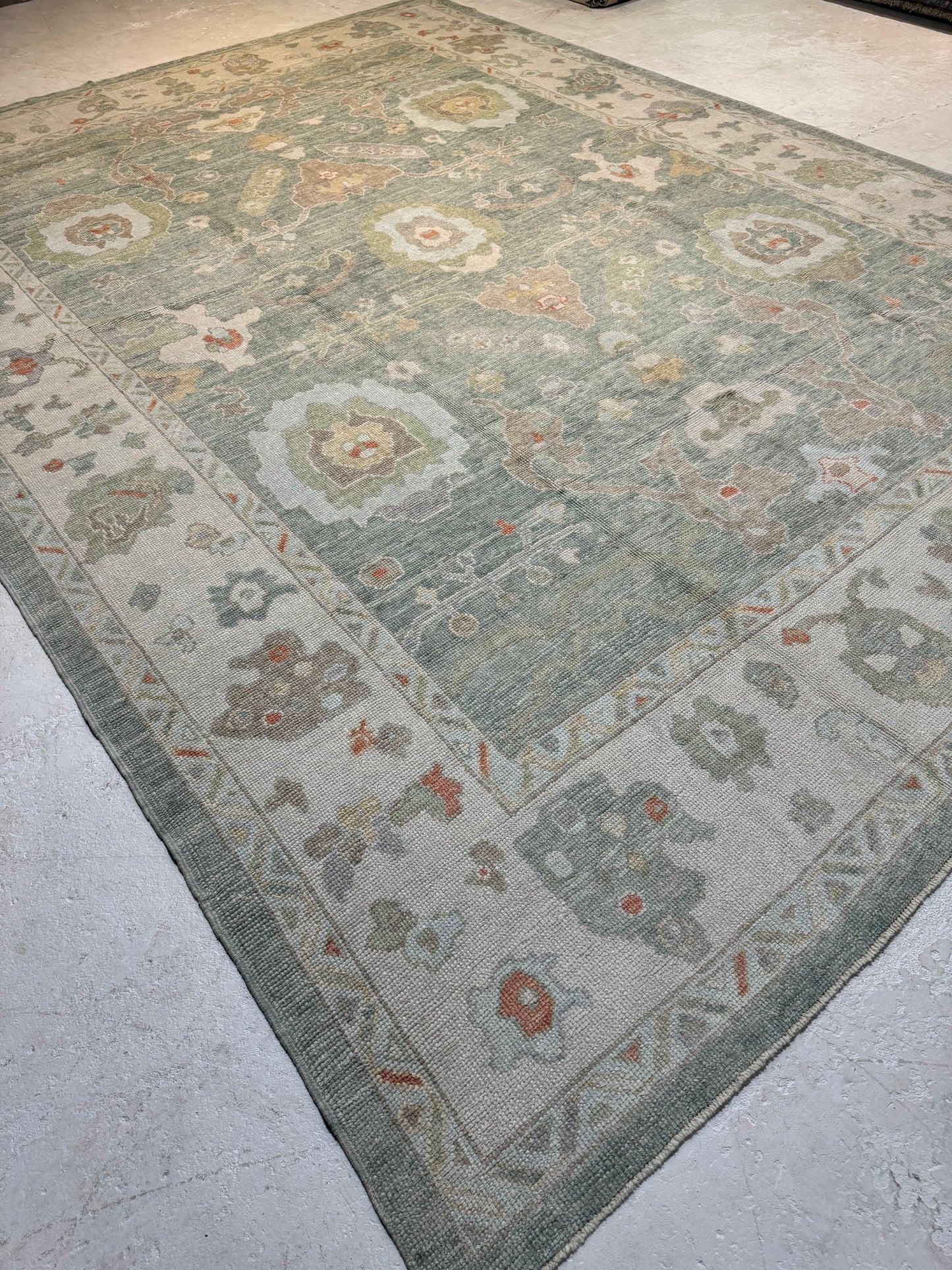 Hand-Knotted Wool Area Rug Turkish Oushak 10'4" x 14'7"