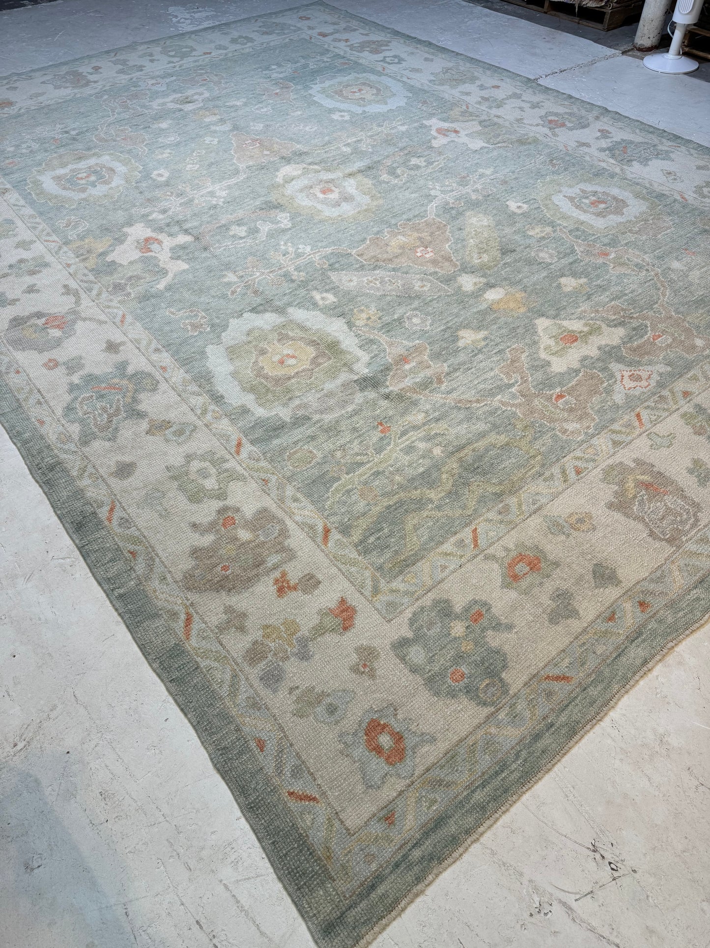 Hand-Knotted Wool Area Rug Turkish Oushak 10'4" x 14'7"