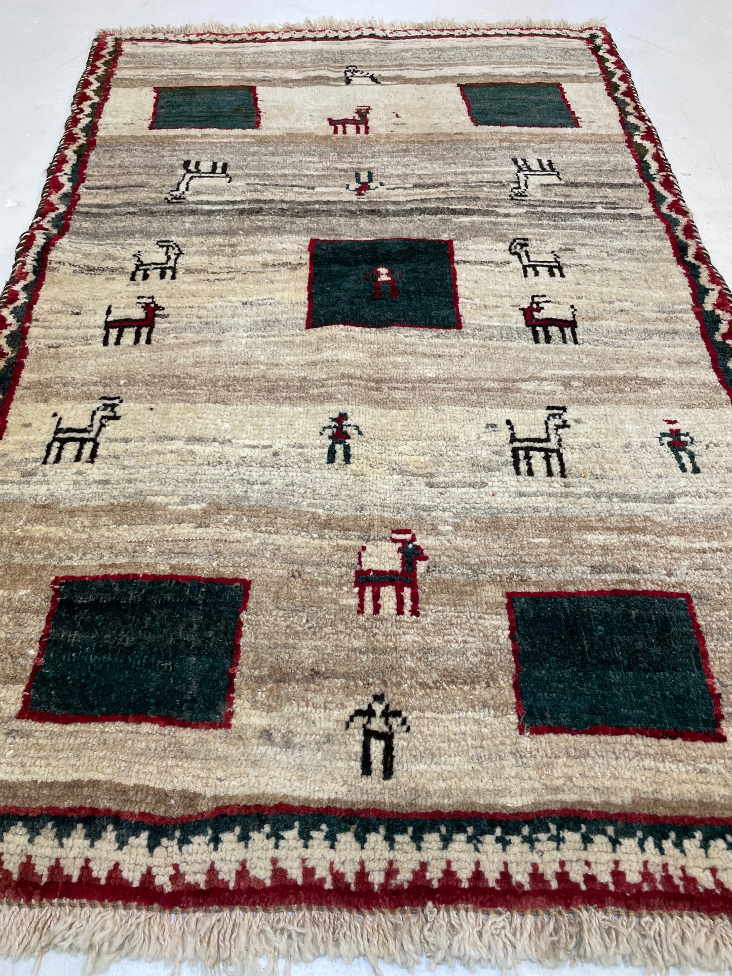Hand-Knotted Wool Rug Persian Gabbeh 3'2" x 5'3"