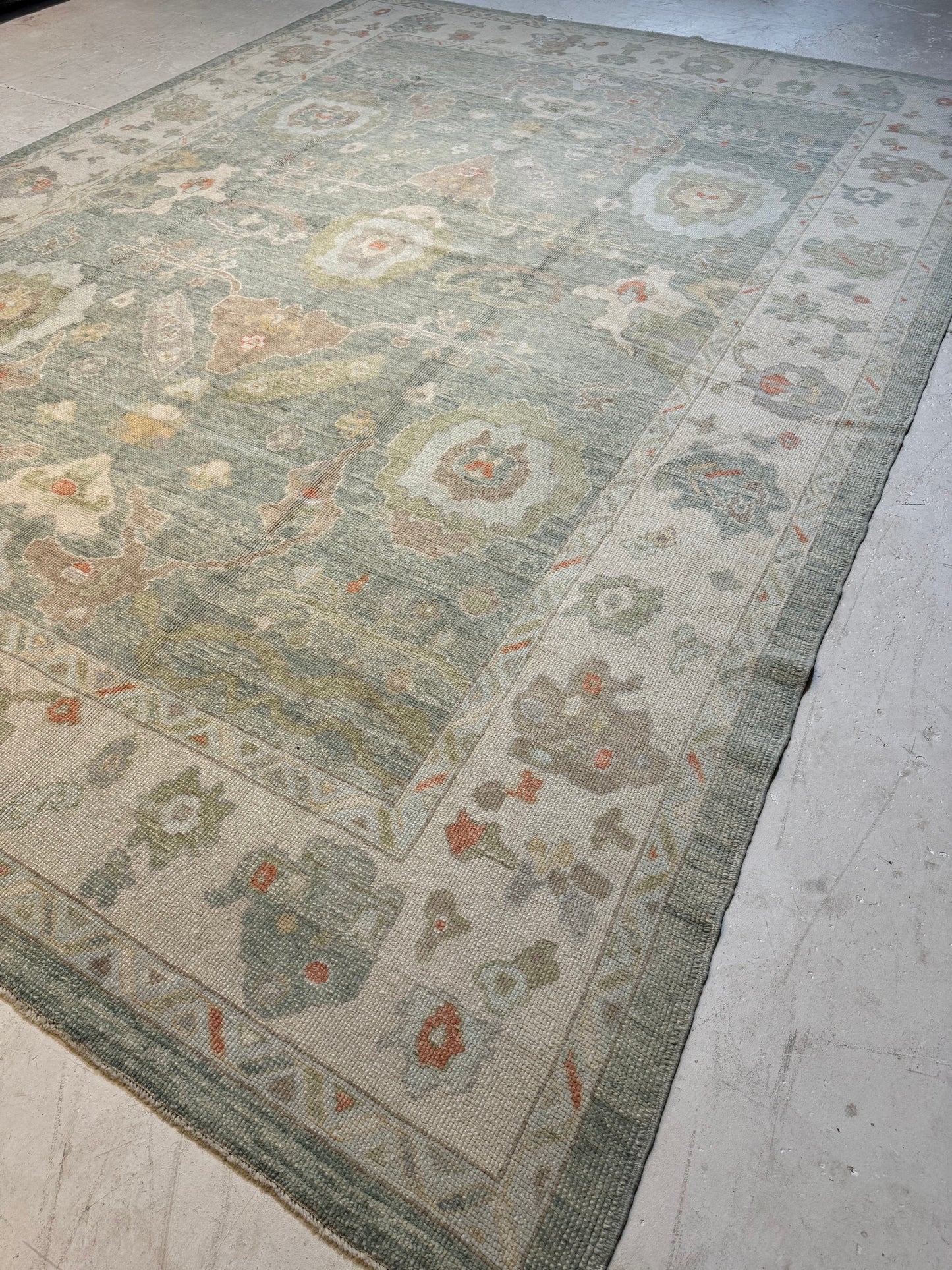 Hand-Knotted Wool Area Rug Turkish Oushak 10'4" x 14'7"