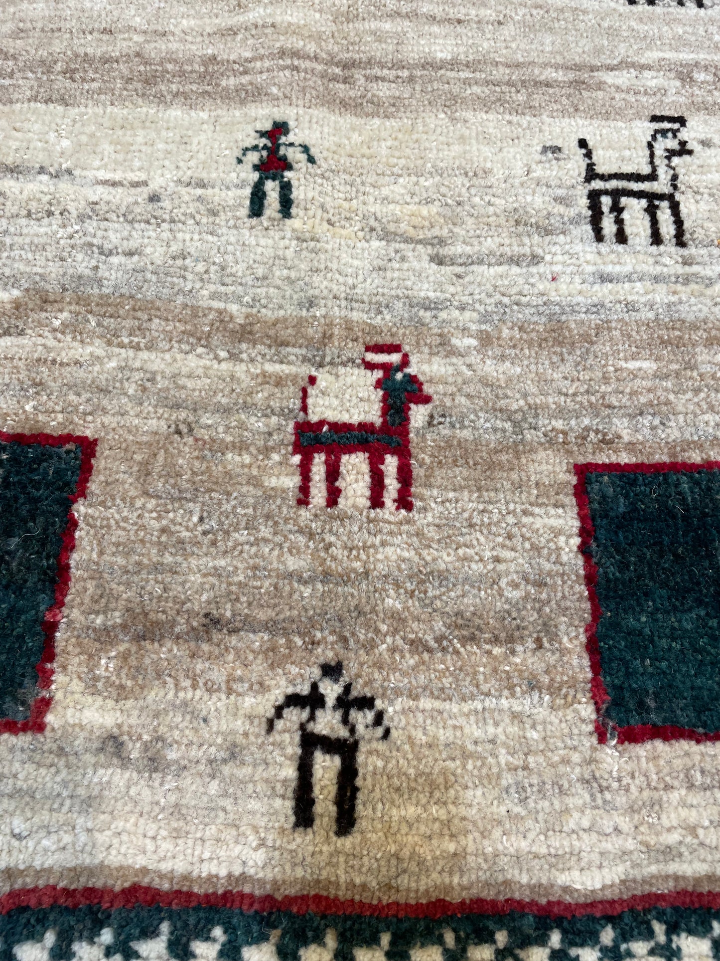 Hand-Knotted Wool Rug Persian Gabbeh 3'2" x 5'3"