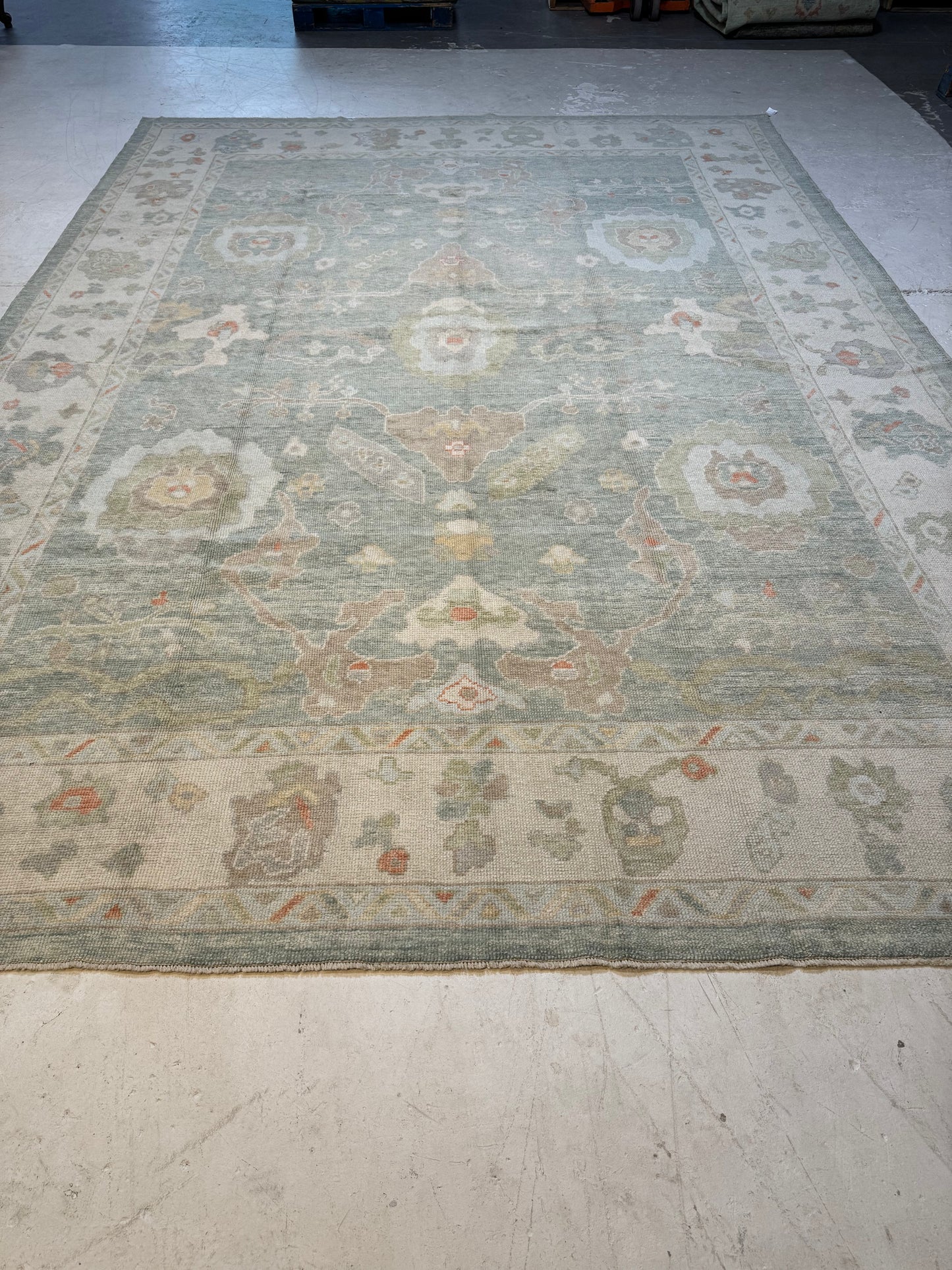 Hand-Knotted Wool Area Rug Turkish Oushak 10'4" x 14'7"