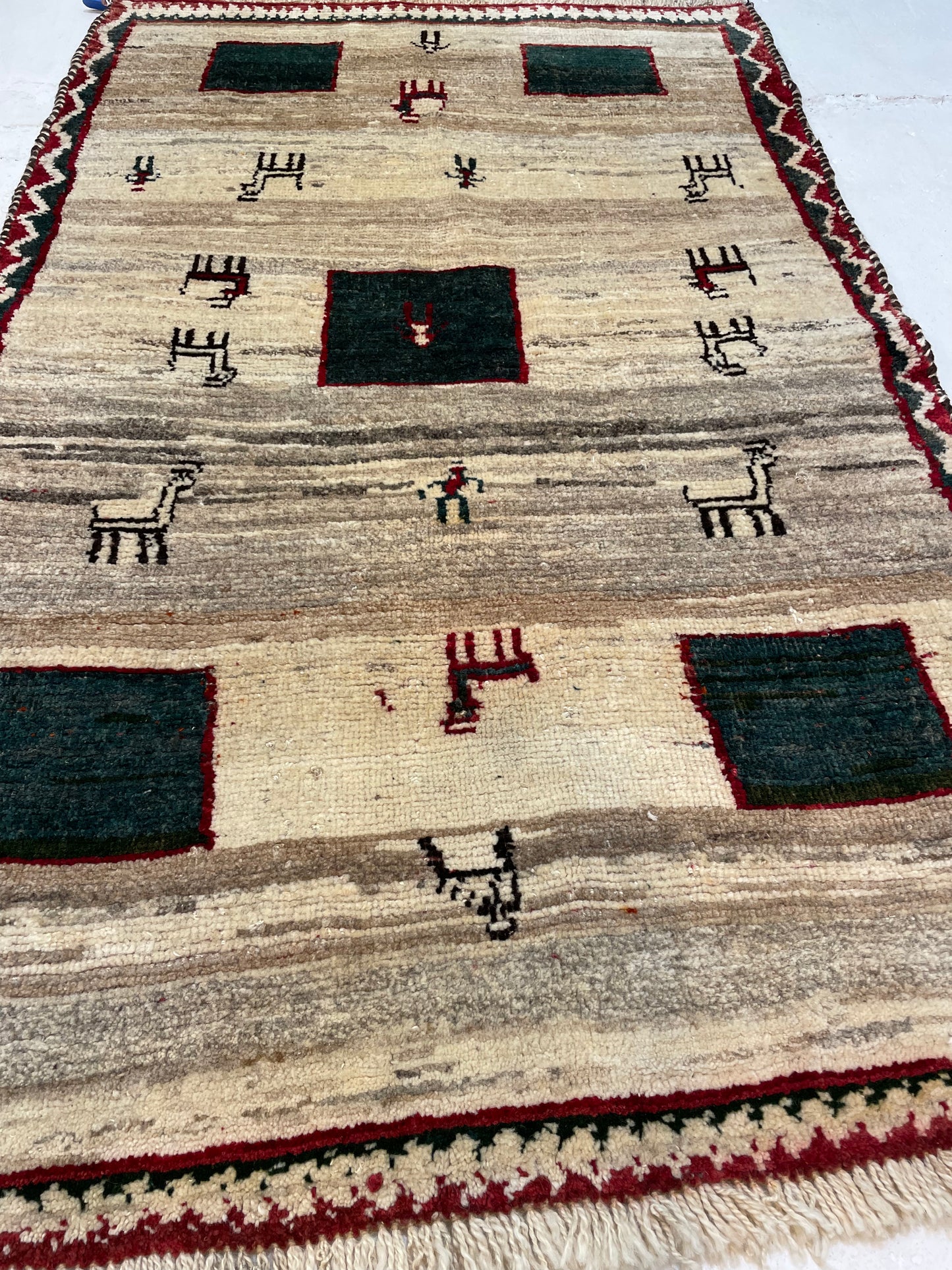Hand-Knotted Wool Rug Persian Gabbeh 3'2" x 5'3"