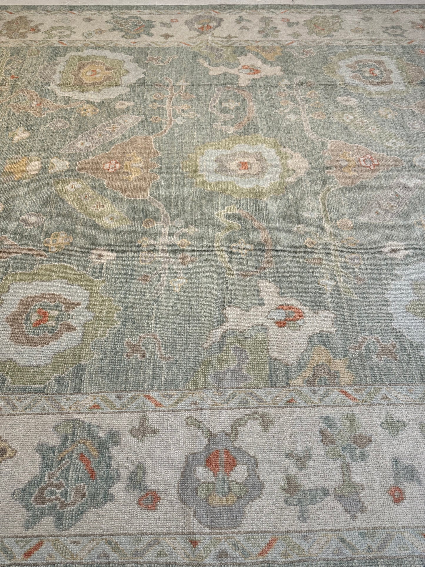 Hand-Knotted Wool Area Rug Turkish Oushak 10'4" x 14'7"