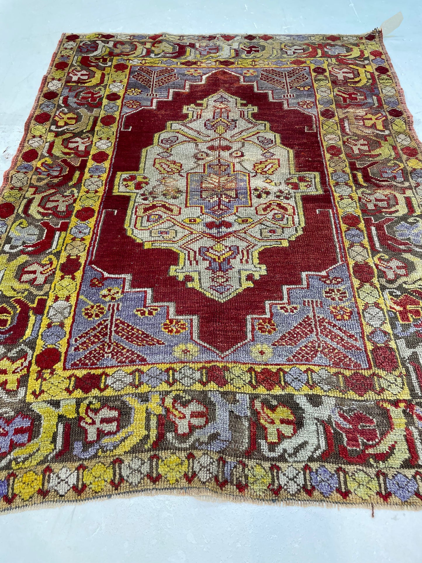 Hand-Knotted Wool Rug Turkish Oushak 3'9" x 4'9"
