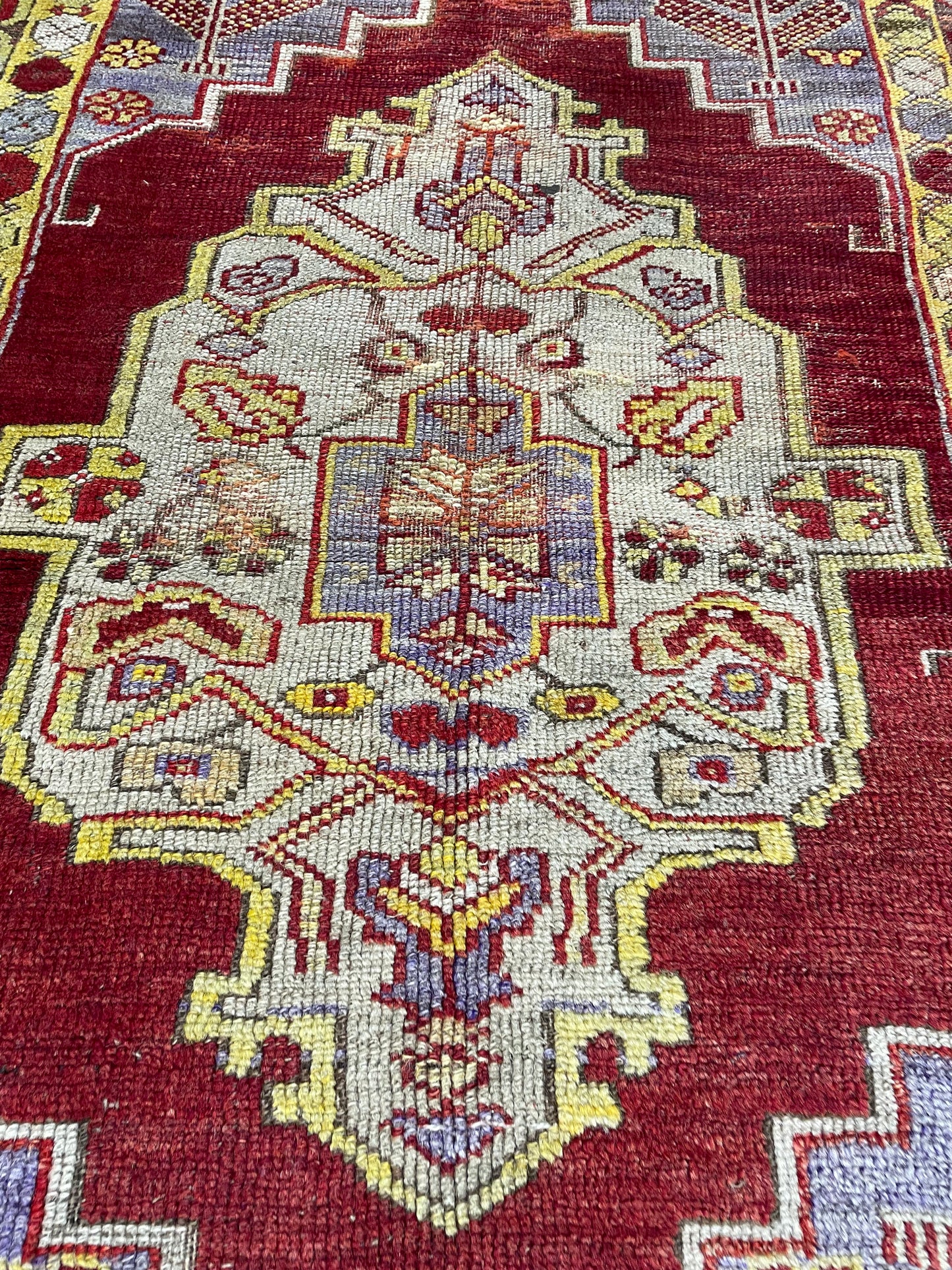 Hand-Knotted Wool Rug Turkish Oushak 3'9" x 4'9"