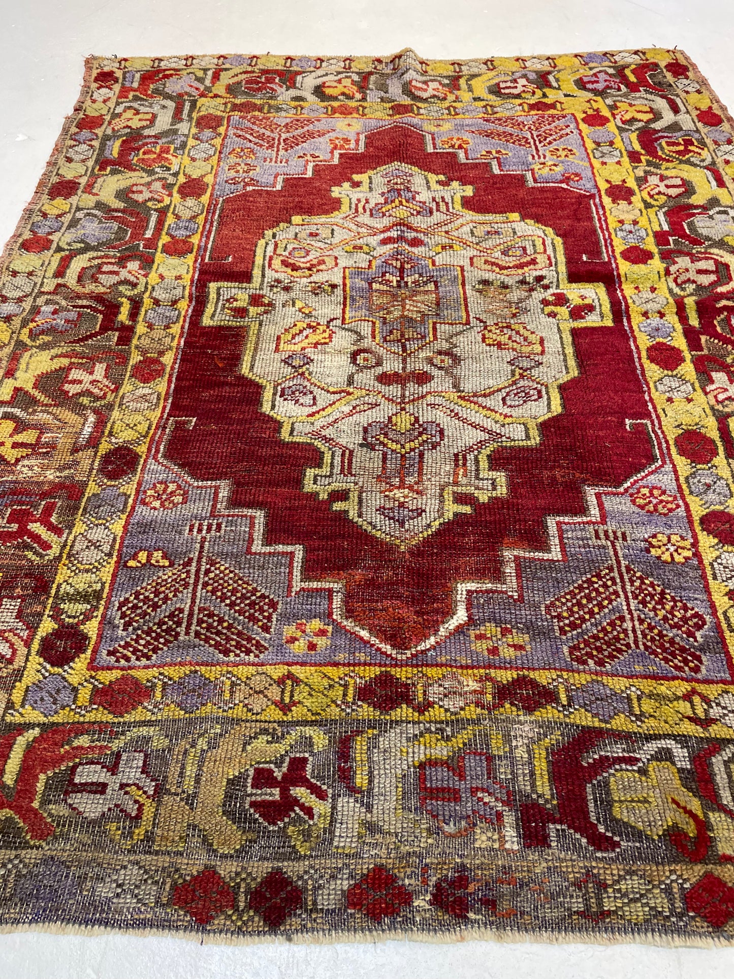 Hand-Knotted Wool Rug Turkish Oushak 3'9" x 4'9"