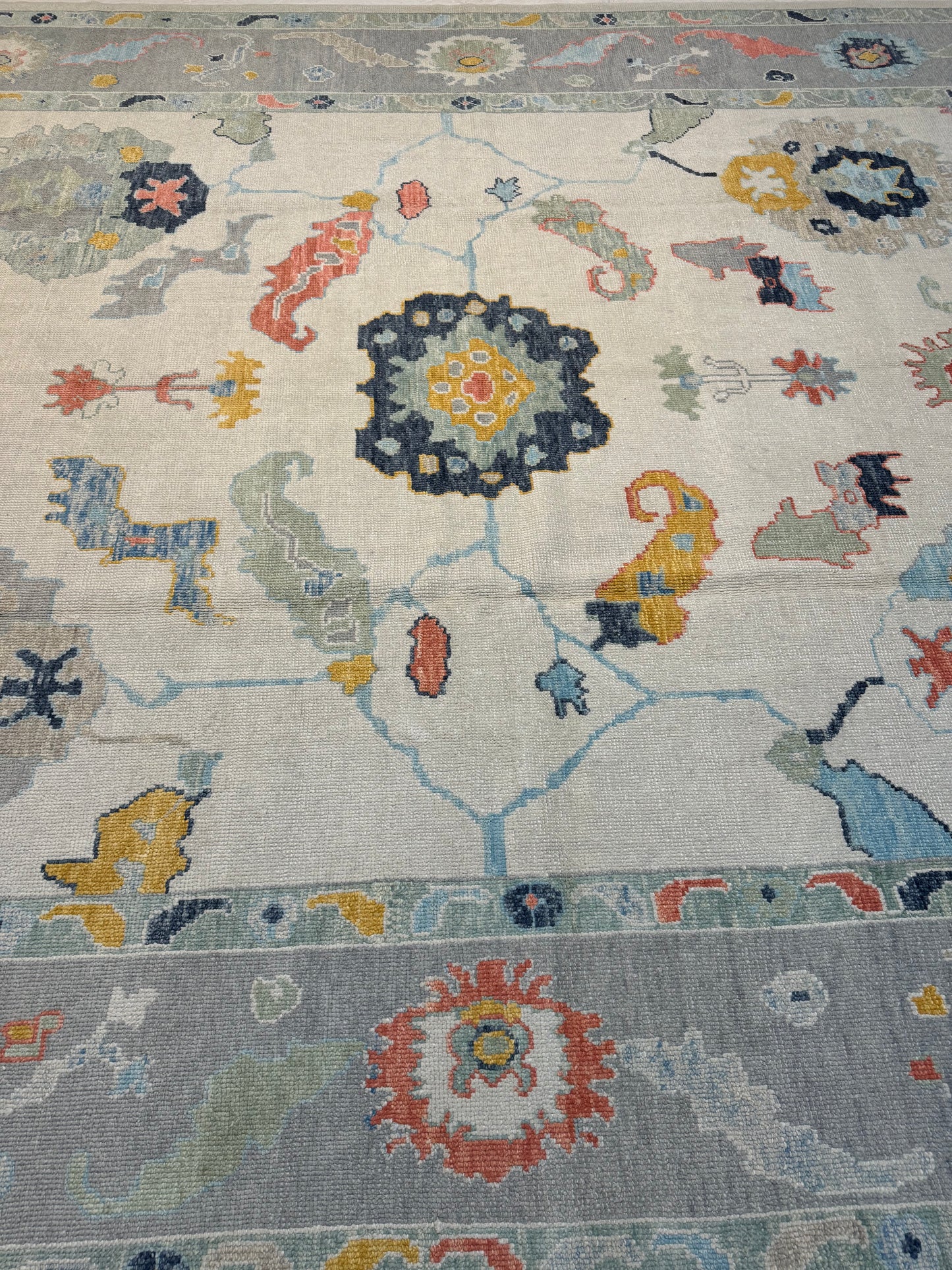 Hand-Knotted Wool Area Rug Turkish Oushak 10'2" x 13'10"