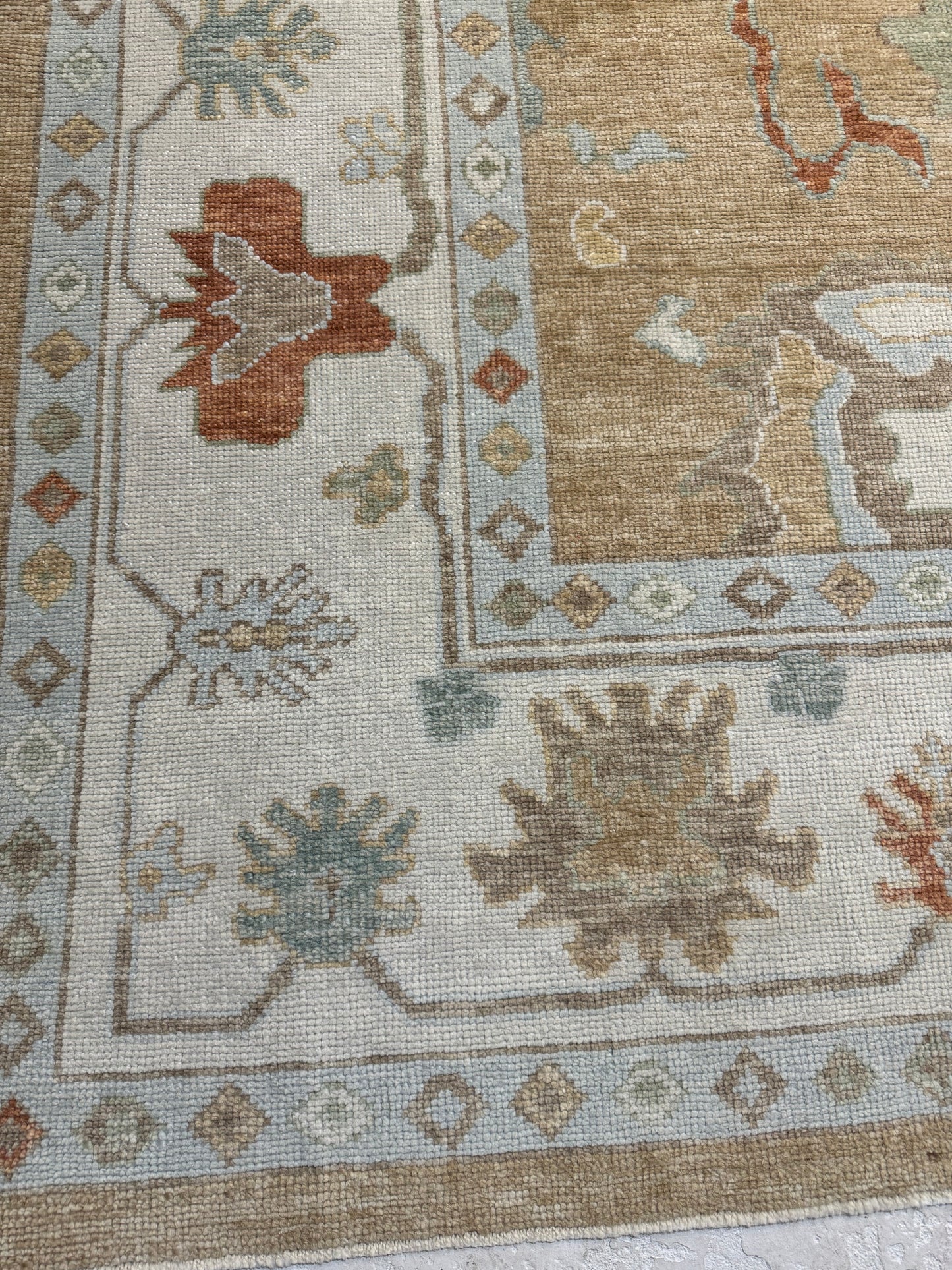 Hand-Knotted Wool Area Rug Turkish Oushak 10'1" x 13'8"